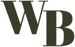 Well Burma monogram, the letters W B in olive.